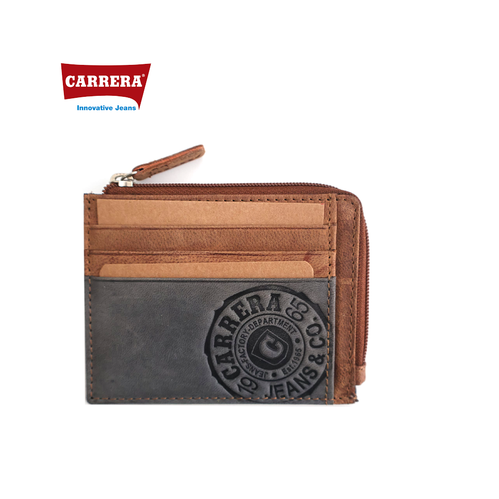CARRERA - PORTACARTE UOMO CON ZIP IN PELLE