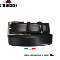 EL CHARRO - CINTURA UOMO IN PELLE SOAVE MADE IN ITALY MODELLO CLASSICO BOMBATO UNA CUCITURA
