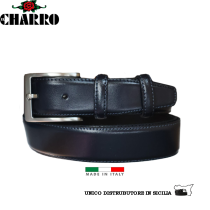 EL CHARRO - CINTURA UOMO IN PELLE SOAVE MODELLO CLASSICO BOMBATO UNA CUCITURA MISURA EXTRA