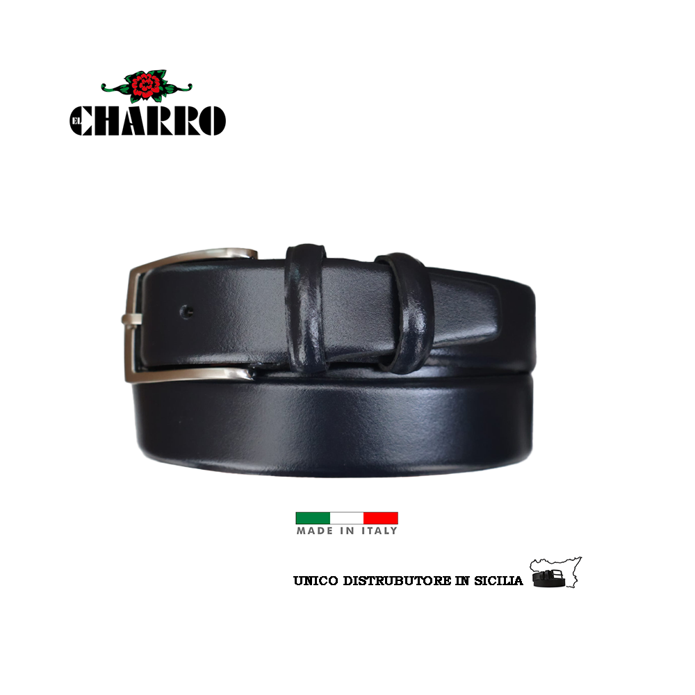 EL CHARRO - CINTURA UOMO IN PELLE SOAVE MADE IN ITALY MODELLO CLASSICO BOMBATO SALDATA
