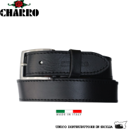 EL CHARRO -   CINTURA UOMO IN CUOIO MADE IN ITALY MODELLO SPORTIVO PIATTO UNA CUCITURA MISURA EXTRA