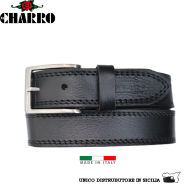 EL CHARRO - CINTURA UOMO IN CUOIO MADE IN ITALY MODELLO SPORTIVO PIATTO DUE CUCITURE