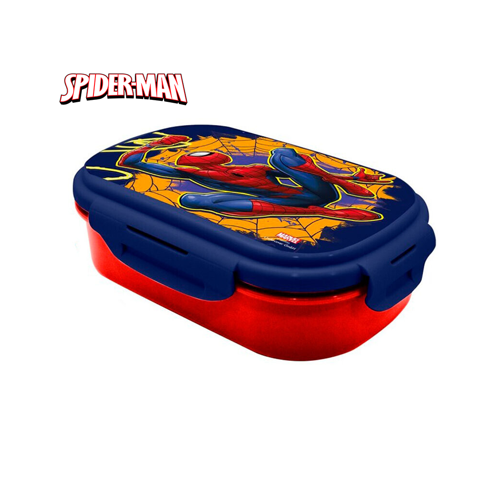 SPIDERMAN - PORTA MERENDA RETTANGOLARE CON POSATE