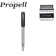 PENNA BIRO NERO ARGENTO LAVORATO