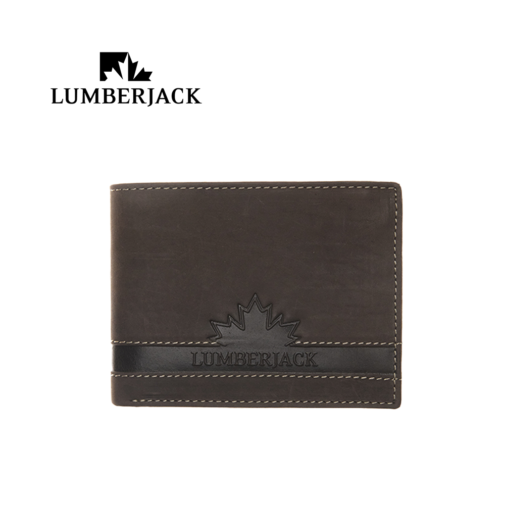 LUMBERJACK - PORTAFOGLIO UOMO ORIZZONTALE CON PORTA DOCUMENTI IN PELLE