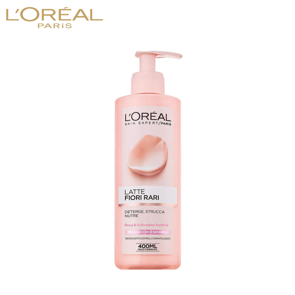 L'OREAL PARIS - LATTE STRUCCANTE FIORI RARI ROSA & GELSOMINO LENITIVO 400ML PELLI SECCHE