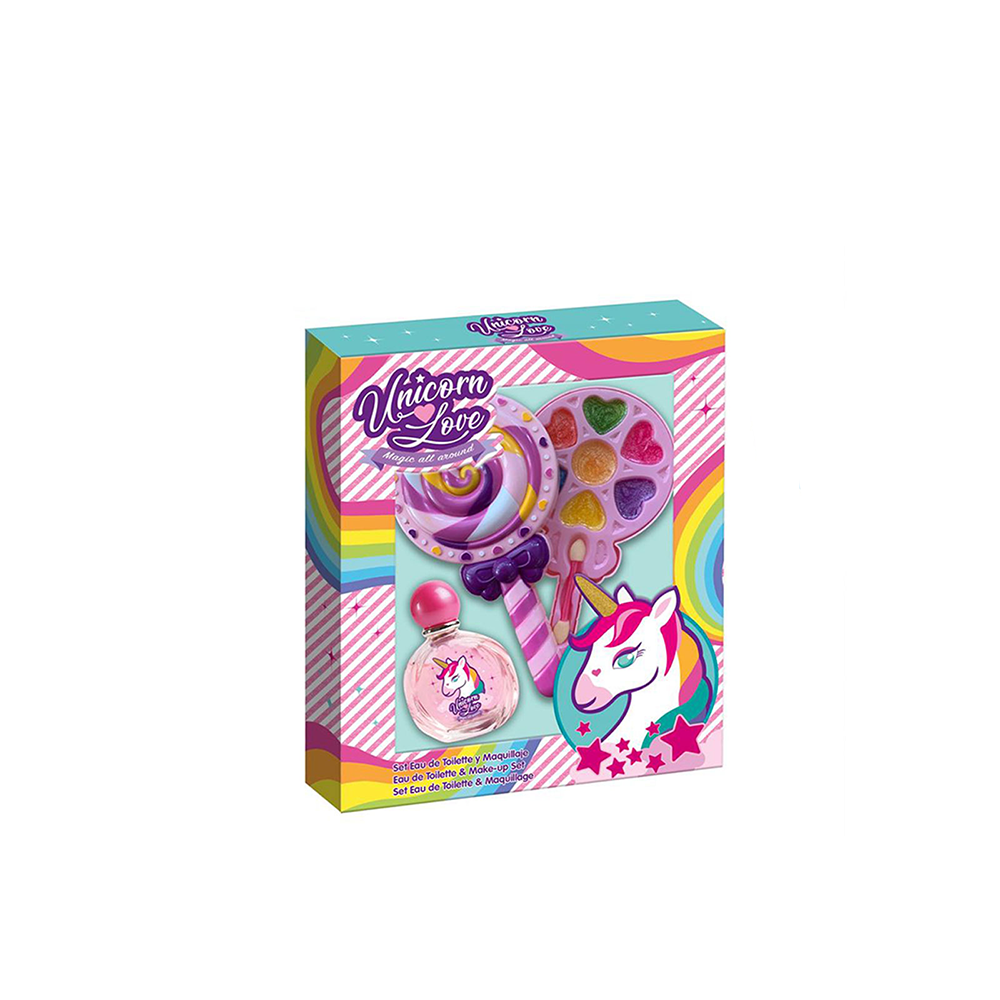 UNICORN LOVE SET CON EAU DE TOILETTE 50ml E TROUSSE MAKE-UP LOLLIPOP