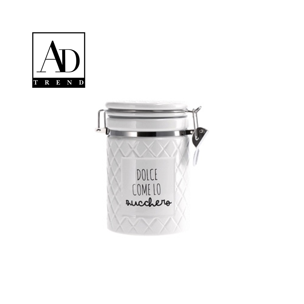 AD TREND - BARATTOLO CERAMICA+ COPERCHIO CHIUSURA ERMETICA ASSORTITO 3 DECORI DIAM CM.10 x H 15