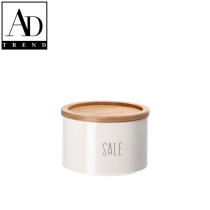 AD TREND - BARATTOLO LATTA+COPERCHIO BAMBU' SOVRAPPONIBILE ASSORTITO 3 COLORI DIAM CM.14 x H 10