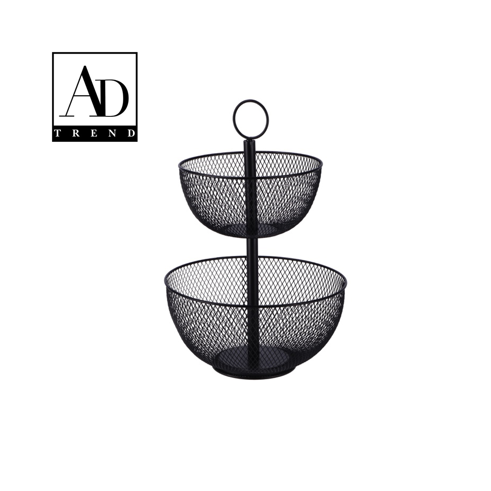 AD TREND - ALZATA FERRO 2 CESTINI ASSORTITO 2 COLORI DIAM. CM.31 x H CM.41