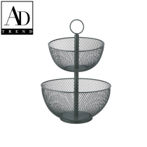 AD TREND - ALZATA FERRO 2 CESTINI ASSORTITO 2 COLORI DIAM. CM.31 x H CM.41