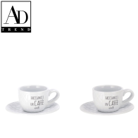 AD TREND - SERVIZIO CAFFE' CERAMICA 2 PERSONE ASSORTITO 2 DECORI