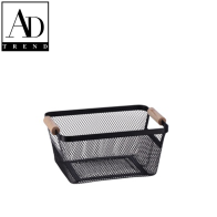 AD TREND - CESTINO IN FERRO E MANICO IN LEGNO ASSORTITO 2 COLORI CM 25x17,5xH11