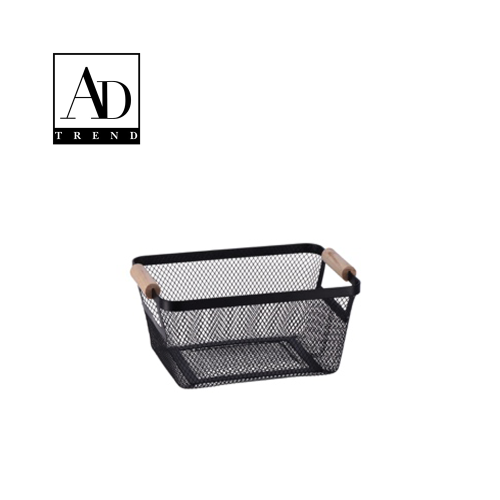AD TREND - CESTINO IN FERRO E MANICO IN LEGNO ASSORTITO 2 COLORI CM 25x17,5xH11