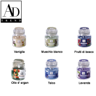 AD TREND - CANDELA PROFUMATA BARATTOLO VETRO ASSORTITO 6 FRAGRANZE  DIAM.CM.5 x CM. H 8
