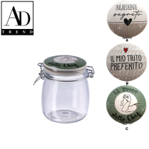 AD TREND - BARATTOLO VETRO+COPERCHIO CERAMICA CHIUSURA ERMETICA 3D DIAM CM.11 x H CM.16