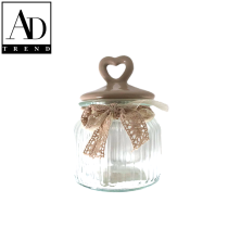 AD TREND - BARATTOLO VETRO+CERAMICA CUORE ASSORTITO 2 COLORI DIAM CM.11 x H CM.17