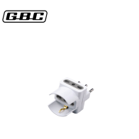 GBC - ADATTATORE TRIPLO CON SPINA 16/A E NR 3 PRESE 10/16A + 1 SCHUKO BIANCO
