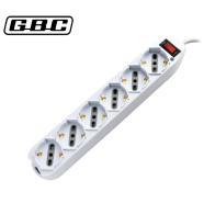 GBC - MULTIPRESA 6 POSTI 10/16A SCHUKO CON INTERRUTTORE BIANCA