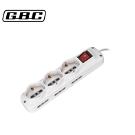 GBC - MULTIPRESA COMPATTA 9 POSTI 10/16A SCHUKO CON INTERRUTTORE BIANCA
