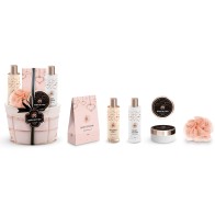 SETABLU - SET REGALO 5PZ IN BASKET - GEL DOCCIA + LOZIONE + BURRO CORPO + SALI + SPUGNA
