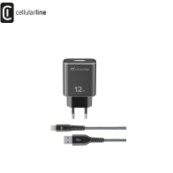 CELLULARLINE - CARICABATTERIE RETE KIT MFI 12W - NERO