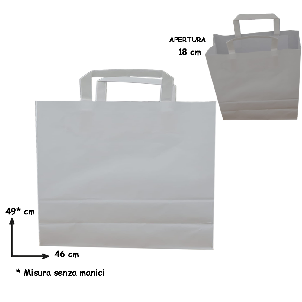 SHOPPER KRAFT NEUTRO MANIGLIA PIATTA CM 46x18x49 CF. DA PZ 10