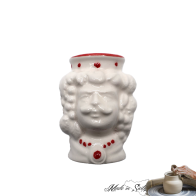 TESTE DI MORO PORTA STUZZICADENTI BIANCHI CON TOCCHI DI COLORE H 6 CM DIAM 3 CM - LAVORATO E DIPINTO A MANO "MADE IN SICILY"