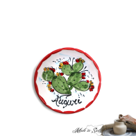 PIATTINO DECORO FICHI D'INDIA DIAM 8,5 - LAVORATO E DIPINTO A MANO "MADE IN SICILY"