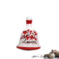 CAMPANA DECORO FLOREALE ROSSO E SCRITTA "LAUREA" H 6 CM - LAVORATO E DIPINTO A MANO "MADE IN SICILY"