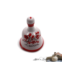 CAMPANA DECORO FLOREALE ROSSO E SCRITTA "LAUREA" H 6 CM - LAVORATO E DIPINTO A MANO "MADE IN SICILY"