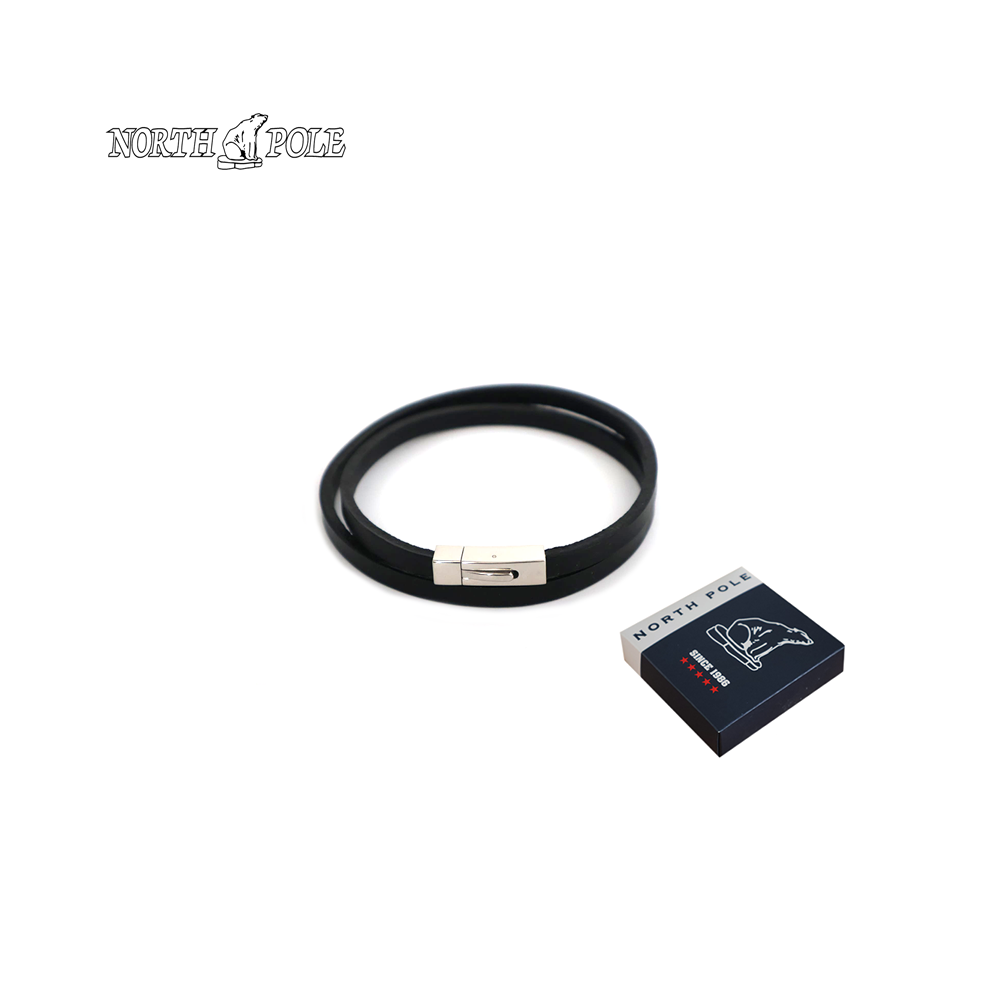 NORTH POLE - BRACCIALE CUOIO E ACCIAIO INOSSIDABILE