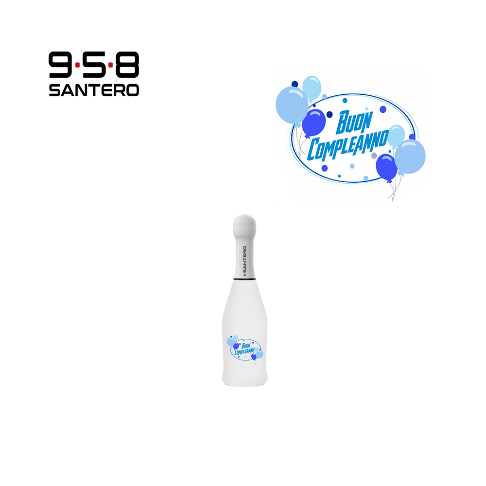 SANTERO 958 - SPUMANTE EXTRA DRY WHITE LT 0,20  BUON COMPLEANNO AZZURRO