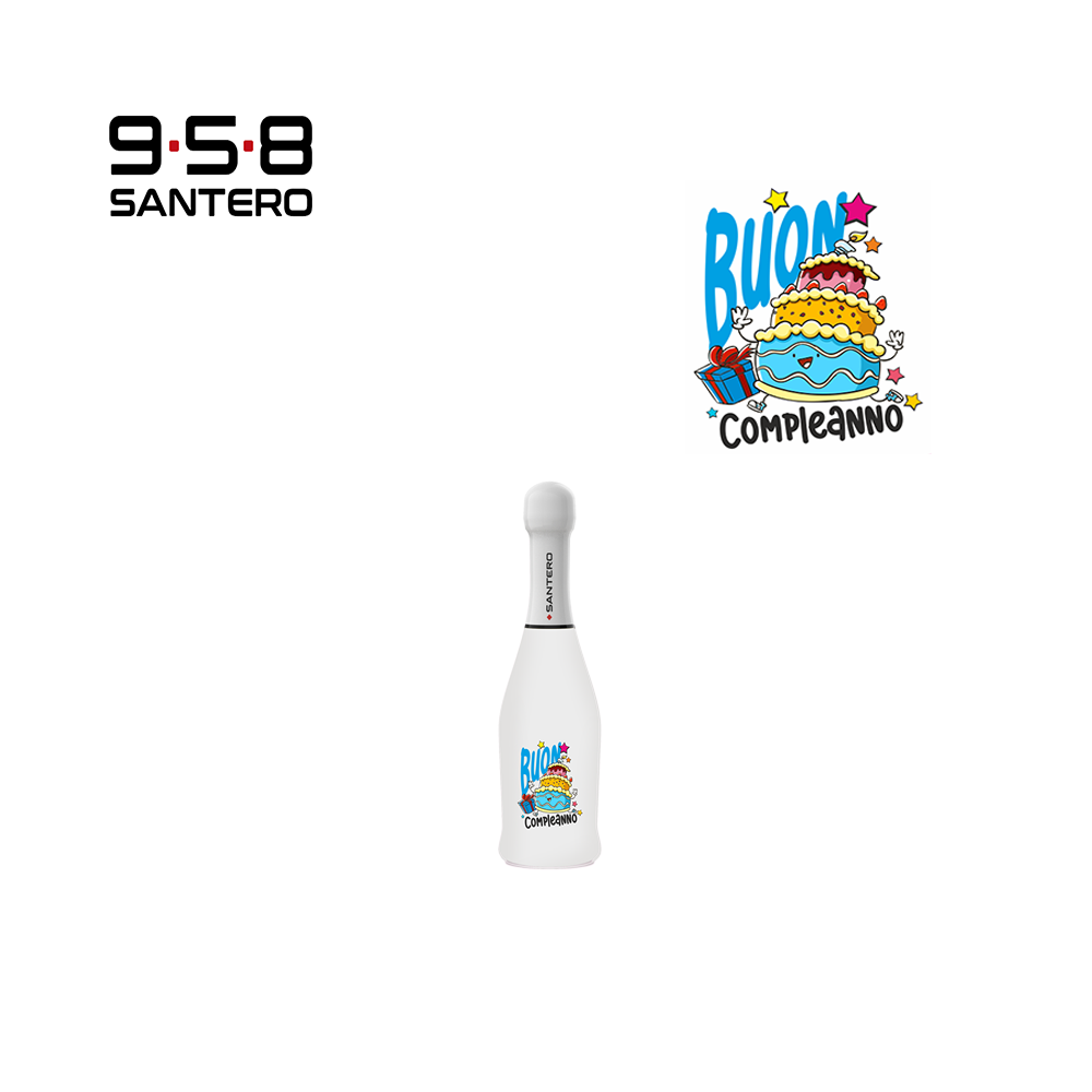 SANTERO 958 - SPUMANTE EXTRA DRY WHITE LT 0,20  BUON COMPLEANNO BLU