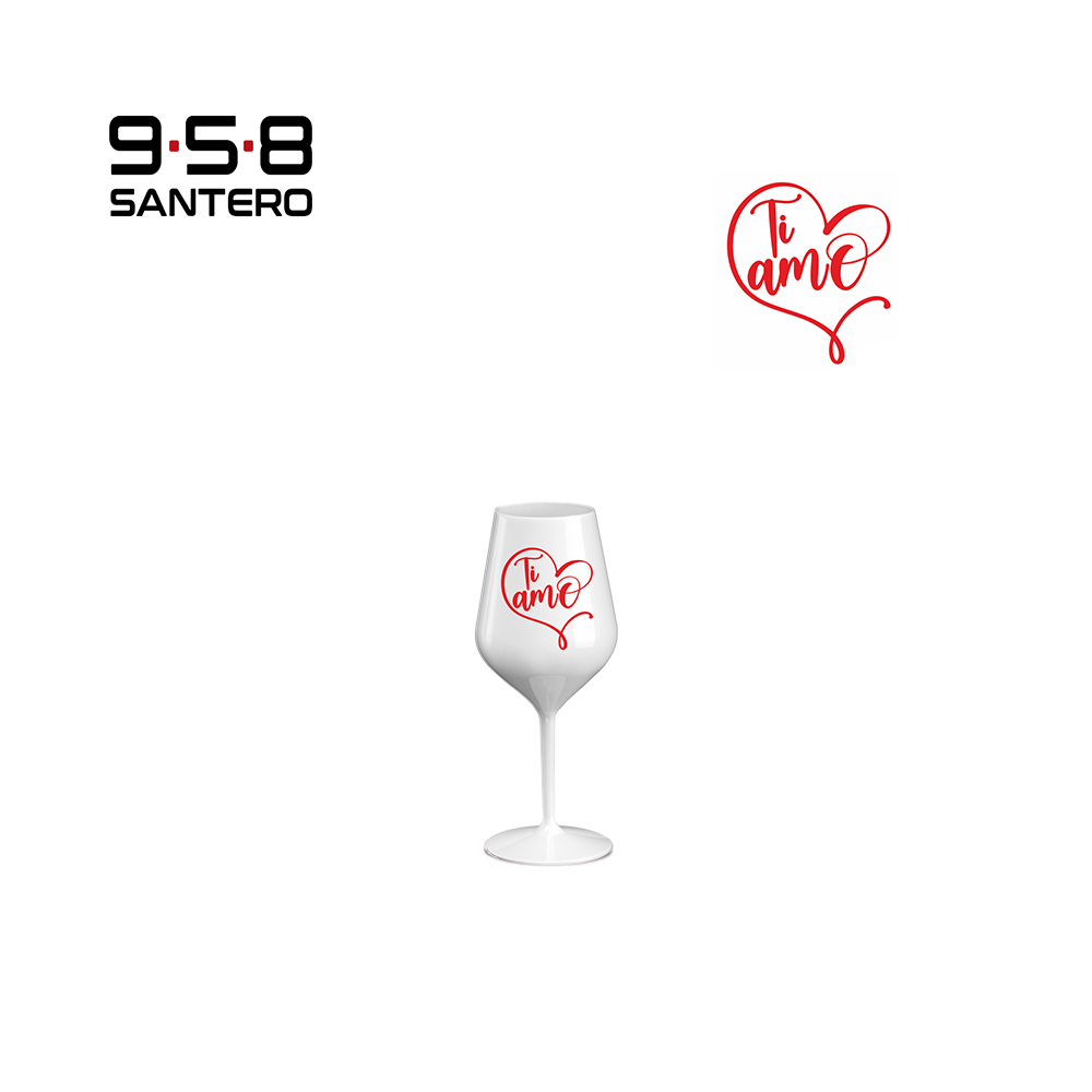 TI AMO CUORE ROSSO CALICE WINE COCKTAIL ABS BIANCO 470 CC