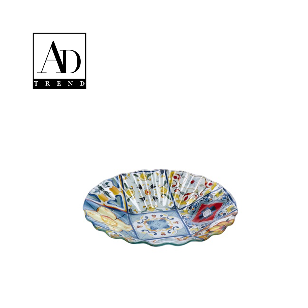 AD TREND - CIOTOLA VETRO ASSORTITO 2 DECORI DIAM 24 H 4 CM AD TREND - CIOTOLA VETRO ASSORTITO 2 DECORI DIAM 24 H 4 CM