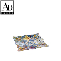 AD TREND - PIATTO QUADRATO VETRO ASSORTITO 2 DECORI  CM 25x25