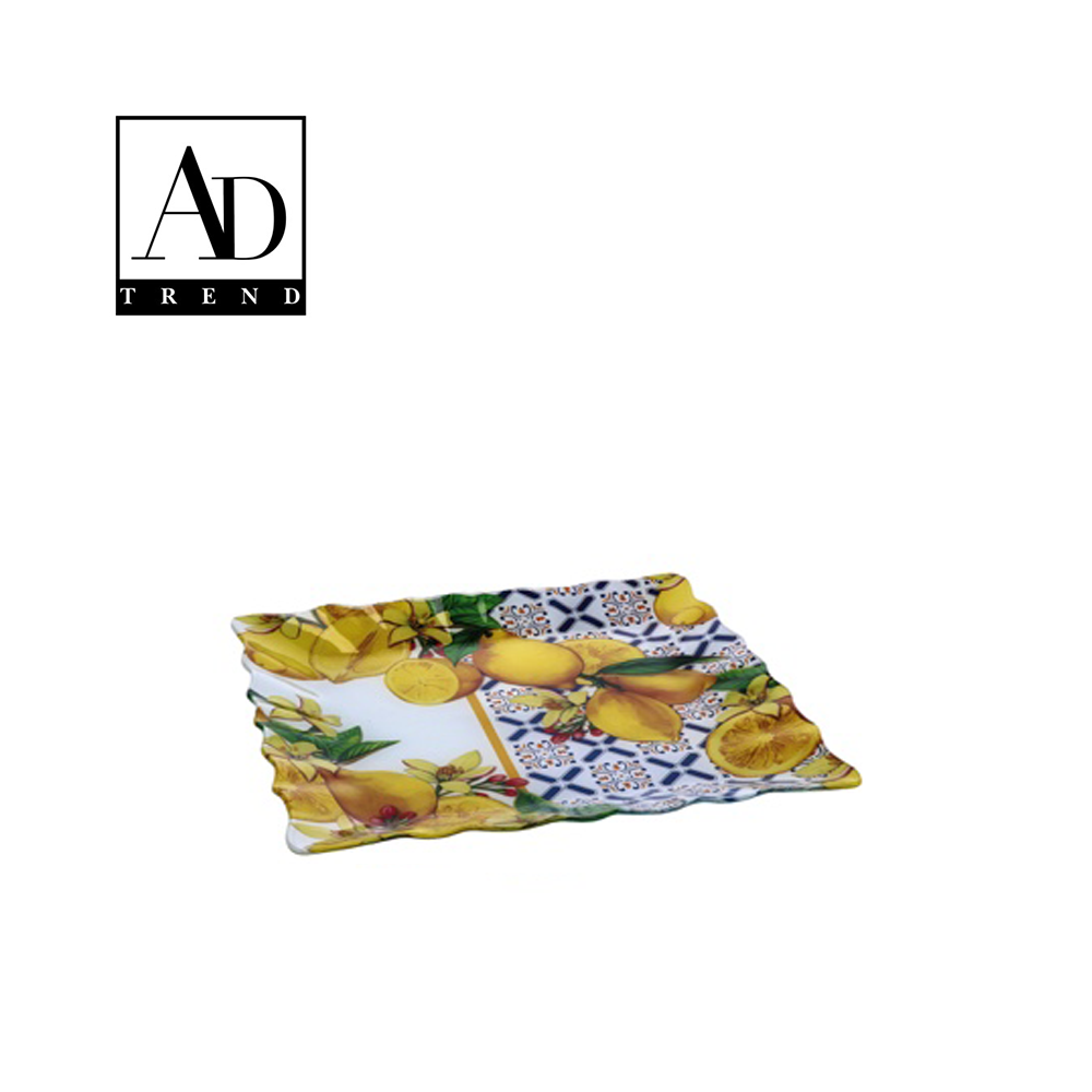 AD TREND - PIATTO QUADRATO VETRO ASSORTITO 2 DECORI CM 30 X 30