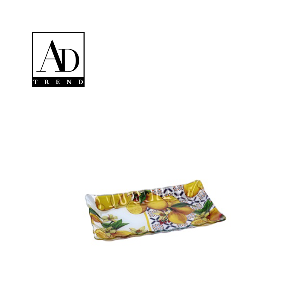 AD TREND - VASSOIO RETTANGOLARE VETRO ASSORTITO 2 DECORI 25X15XH3