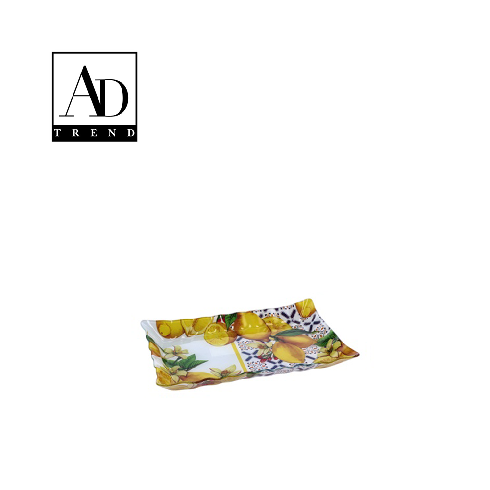 AD TREND - VASSOIO RETTANGOLARE VETRO ASSORTITO 2 DECORI 31X21XH4