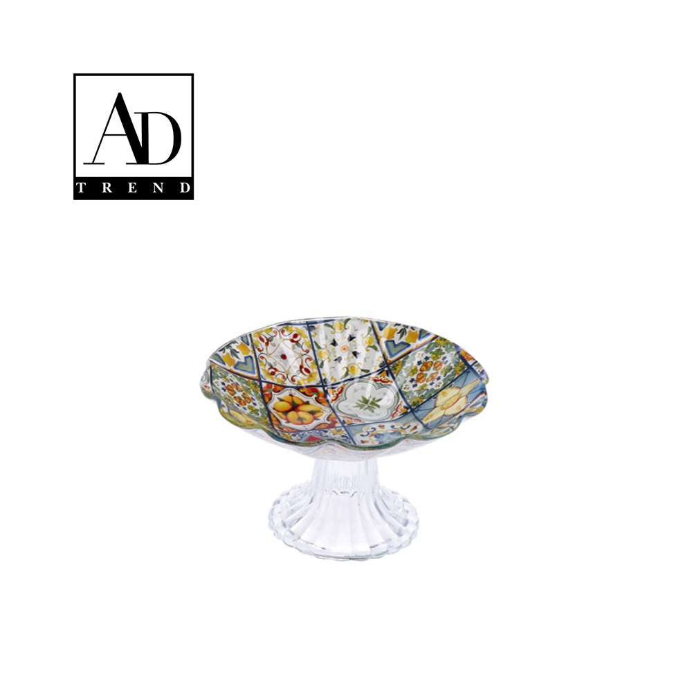 AD TREND - ALZATA VETRO ASSORTITA 2 DECORI DIAM 15 X H9,5 AD TREND - ALZATA VETRO ASSORTITA 2 DECORI DIAM 15 X H9,5