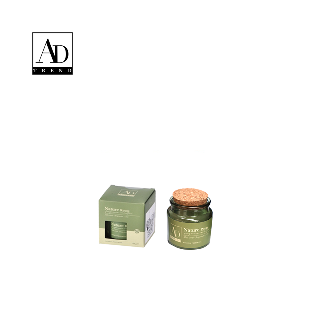 AD TREND - CANDELA PROFUMATA CON VASETTO IN VETRO  E COPERCHIO IN SUGHERO DIAM.CM.6,5 x H. CM.6,5