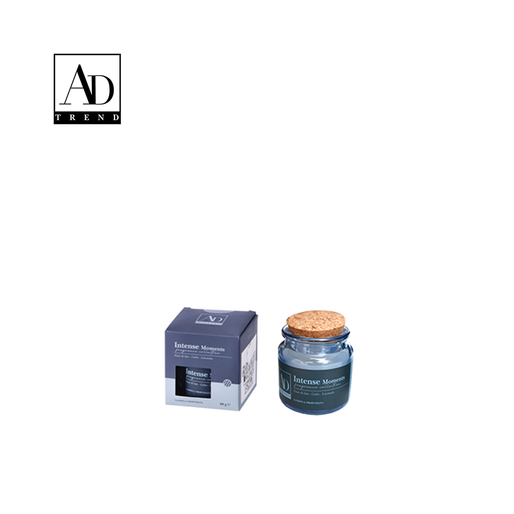 AD TREND - CANDELA PROFUMATA CON VASETTO IN VETRO  E COPERCHIO IN SUGHERO DIAM.CM.6,5 x H. CM.6,5