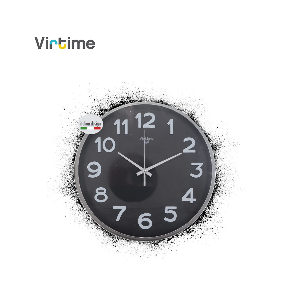 VIRTIME - OROLOGIO PARETE ABS DIAM. 30 CM MOVIMENTO SWP SILENZIOSO - CROME - QUAD. BIANCO/NERO