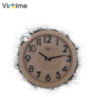 VIRTIME - OROLOGIO PARETE ABS DIAM. 25,4 CM MOVIMENTO SWP SILENZIOSO QUAD. BIANCO NUMERI A RILIEVO EFFETTO LEGNO