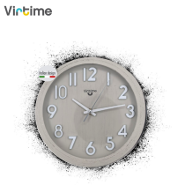 VIRTIME - OROLOGIO PARETE ABS DIAM. 25,4 CM MOVIMENTO SWP SILENZIOSO QUAD. BIANCO NUMERI A RILIEVO EFFETTO LEGNO