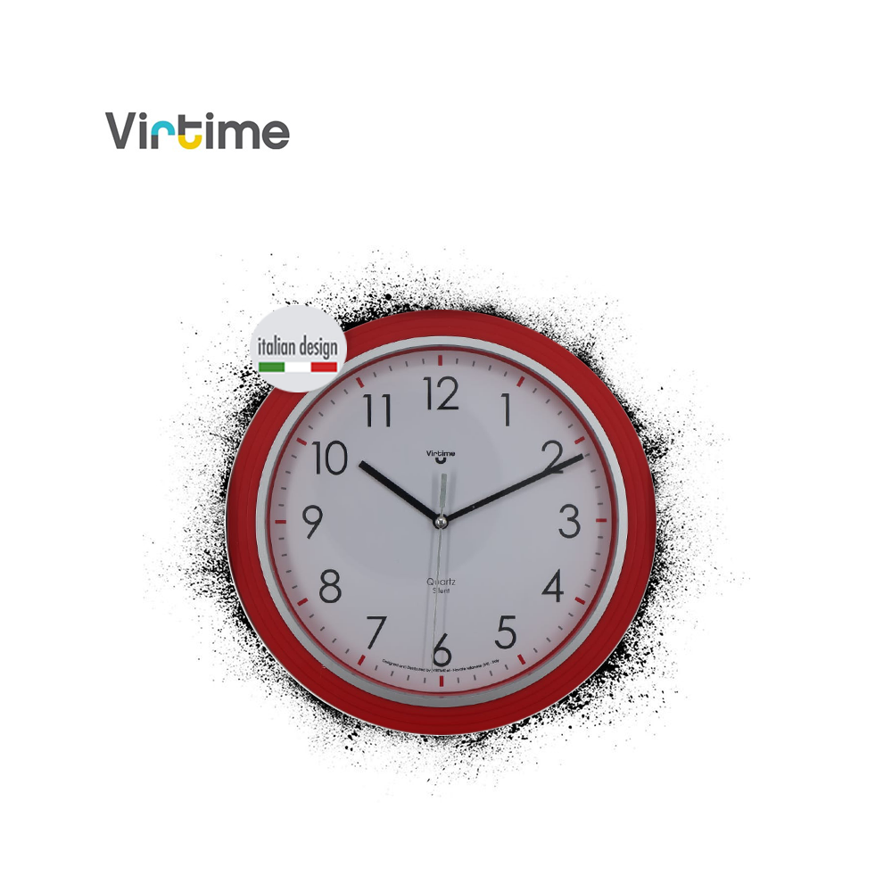 VIRTIME - OROLOGIO PARETE ABS DIAM. 23,2 CM MOVIMENTO SWP SILENZIOSO - QUAD. BIANCO E LUNETTA SILVER