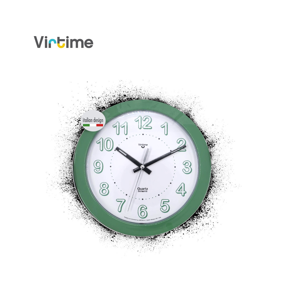 VIRTIME - OROLOGIO PARETE ABS DIAM. 20,5 CM MOVIMENTO SWP SILENZIOSO -SOLID- QUAD. BIANCO VARIE COLORAZIONI