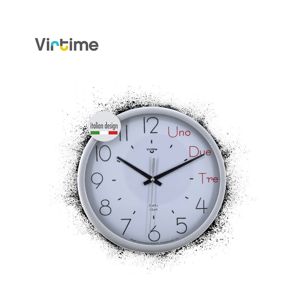 VIRTIME - OROLOGIO PARETE ABS DIAM. 23,2 CM MOVIMENTO SWP SILENZIOSO - QUAD. BIANCO