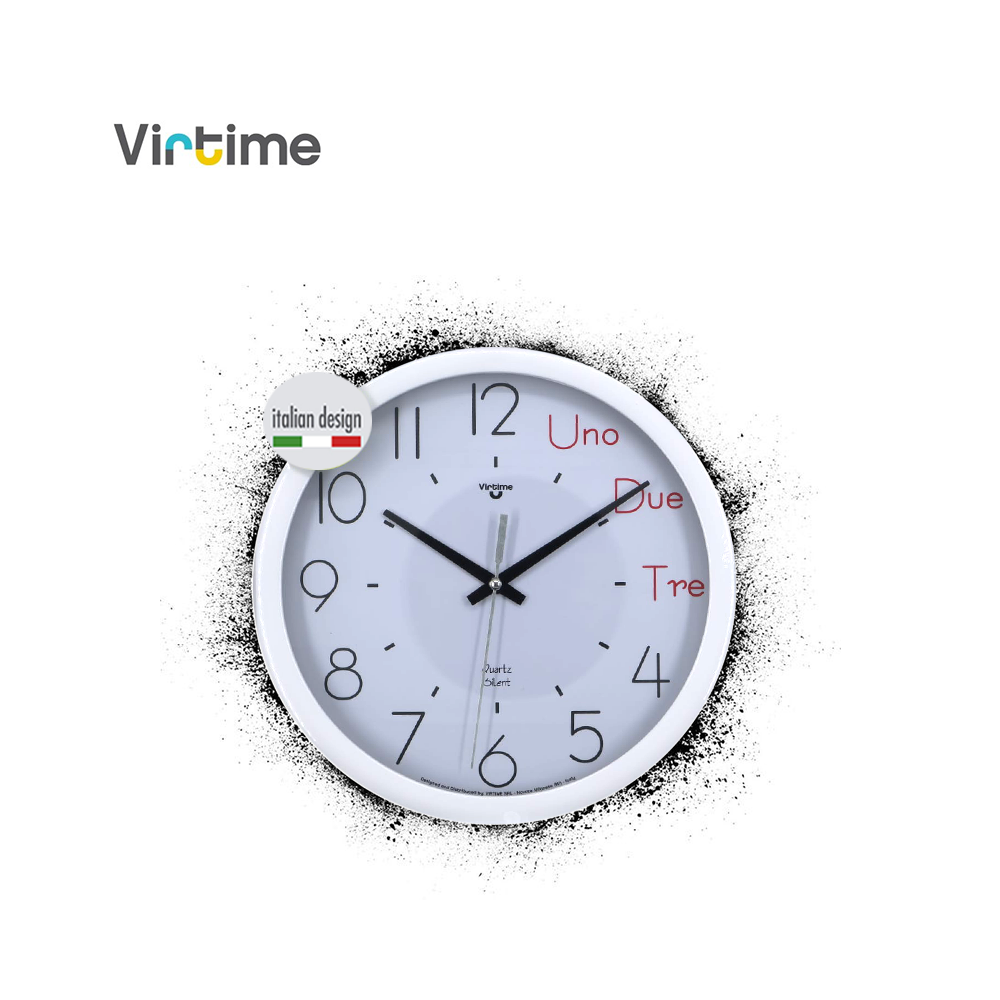 VIRTIME - OROLOGIO PARETE ABS DIAM. 23,2 CM MOVIMENTO SWP SILENZIOSO - QUAD. BIANCO